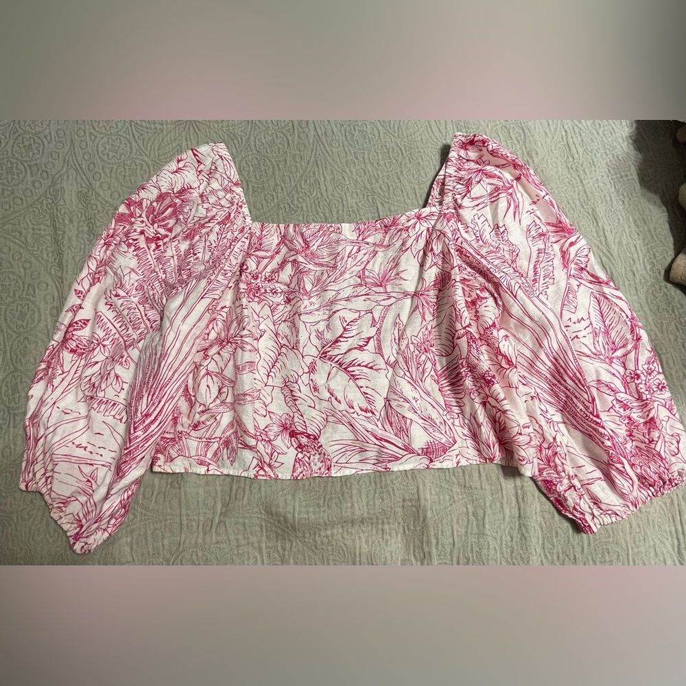 Express cropped blouse with floral design XL